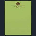 Green eternal oak tree elegant custom autumn letterhead<br><div class="desc">Make a lasting impression with these personal letterheads. This customizable stationery features an illustrated oak tree above your name and return address. These quality letterheads add a personal touch to correspondence such as letters of congratulations,  thank you notes,  referrals or recommendations.</div>