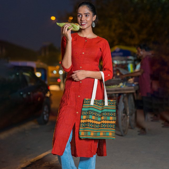 Green ethnic Aztec tote bag (Creator Uploaded)