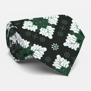 Green ethnic damask batik seamless pattern neck tie