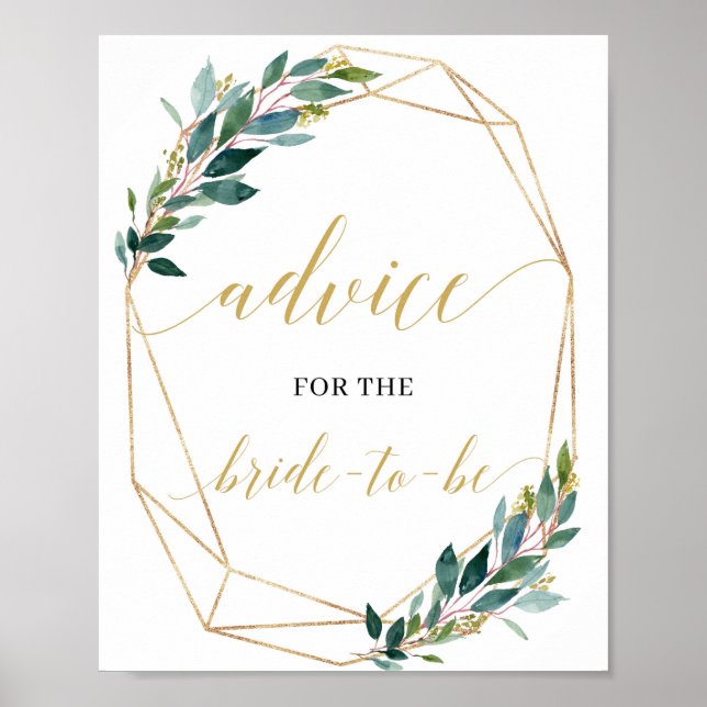 Green eucalyptus advice for the bride to be sign (Front)