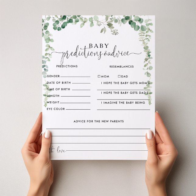Green Eucalyptus Baby Predictions & Advice Cards (Creator Uploaded)