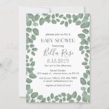 Green Eucalyptus Baby Shower Cards