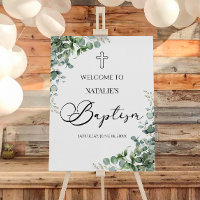 Green Eucalyptus Baptism Celebration Welcome Sign