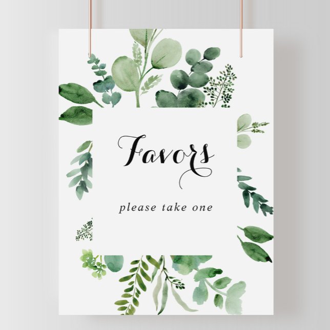 Green Eucalyptus Botanical Calligraphy Favors Sign (Creator Uploaded)