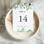 Green Eucalyptus Botanical Calligraphy Wedding Table Number<br><div class="desc">This green eucalyptus botanical calligraphy wedding table number is perfect for a modern wedding. The design features hand-painted artistic beautiful eucalyptus green leaves,  assembled into neat bouquets to embellish your event.

This is a double sided table number. Add each table number you need to your cart individually.</div>