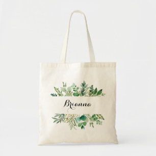 Green Eucalyptus Botanical Foliage Bridesmaid Tote Bag