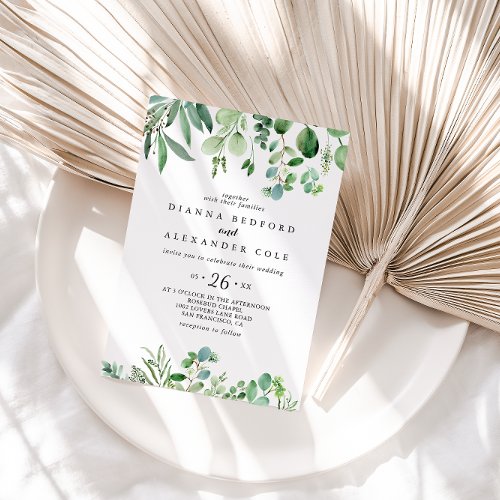 Green Eucalyptus Botanical Foliage Casual Wedding Invitation