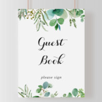 Green Eucalyptus Botanical Foliage Guest Book Sign