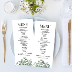Green Eucalyptus Botanical Garden Wedding Food Menu