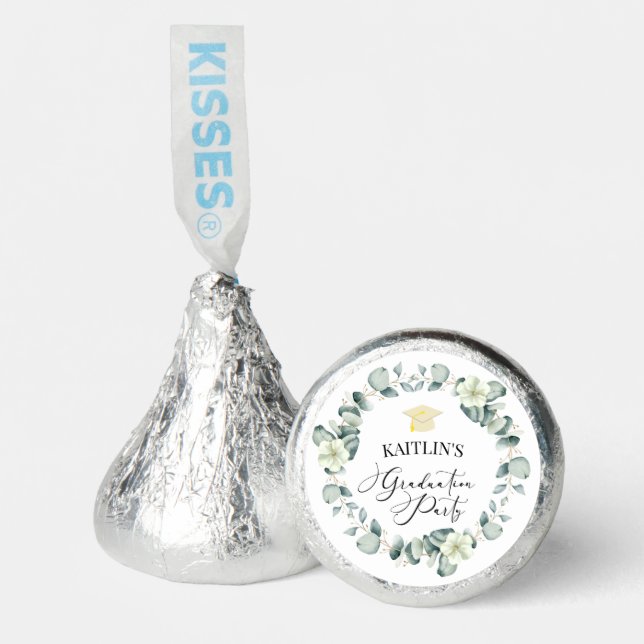 Green Eucalyptus Botanical Graduation Party Hershey®'s Kisses® (Front)