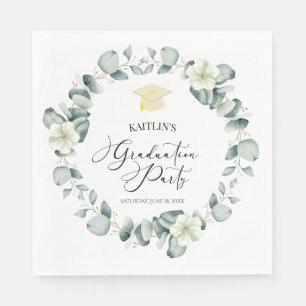 Green Eucalyptus Botanical Graduation Party Napkins