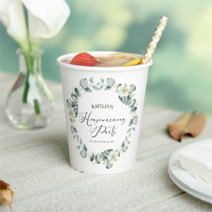 Green Eucalyptus Botanical Housewarming Party Paper Cups