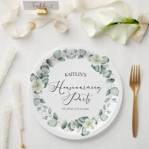 Green Eucalyptus Botanical Housewarming Party Paper Plates