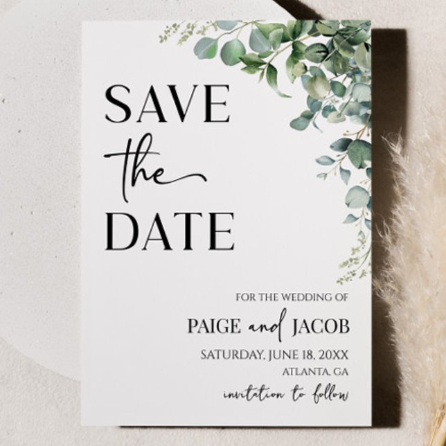 Green Eucalyptus Botanical Wedding Save The Date (Creator Uploaded)