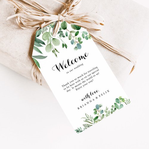 Green Eucalyptus Botanical Wedding Welcome Gift Tags