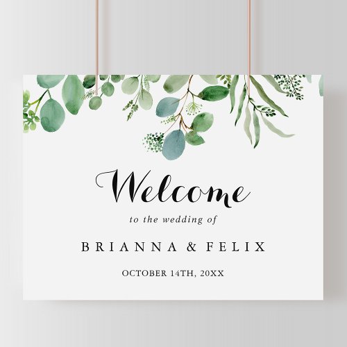 Green Eucalyptus Botanical Wedding Welcome Sign