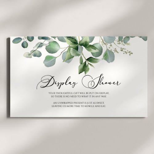Green Eucalyptus Bridal Baby Shower Display Shower Enclosure Card