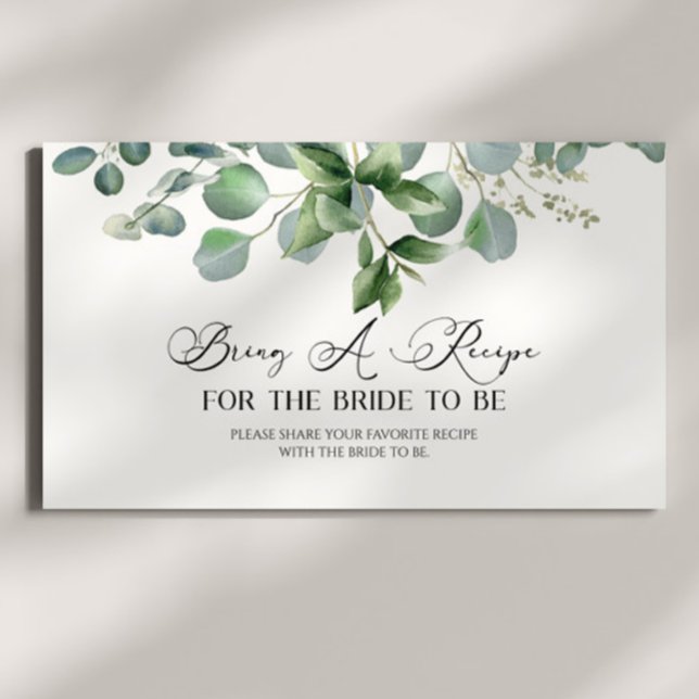 Green Eucalyptus Bridal Shower Bring A Recipe Enclosure Card (Creator Uploaded)