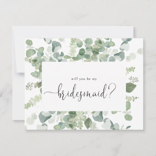 Green Eucalyptus Bridesmaid Proposal Note Card