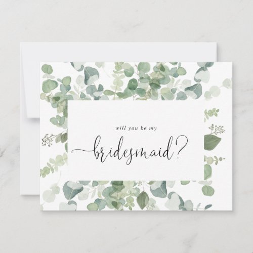 Green Eucalyptus Bridesmaid Proposal Note Card