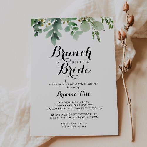 Green Eucalyptus Brunch with the Bride Shower Invitation