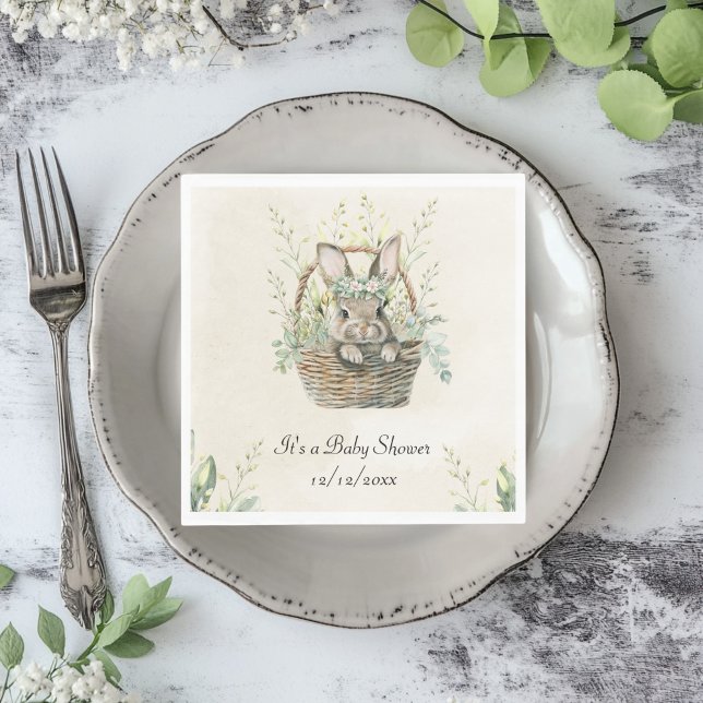 Green eucalyptus Bunny Baby Shower Napkins (Creator Uploaded)