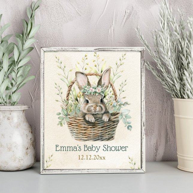 Green Eucalyptus Bunny Baby Shower  Poster (Creator Uploaded)