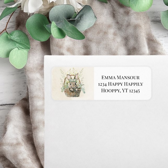 Green Eucalyptus Bunny Return Address Label (Creator Uploaded)