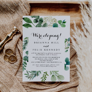 Green Eucalyptus Calligraphy Elopement Reception Invitation
