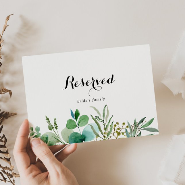 Green Eucalyptus Calligraphy Wedding Reserved Sign (Creator Uploaded)