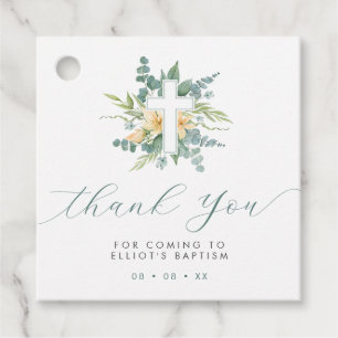 Green Eucalyptus Cross Thank You Favor Tags
