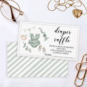Green eucalyptus diaper raffle baby shower cards
