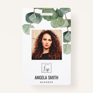 GREEN EUCALYPTUS EMPLOYEE PHOTO BARCODE NAME BADGE