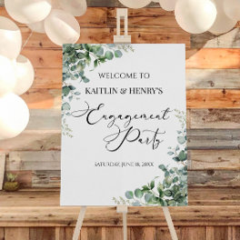 Green Eucalyptus Engagement Party Welcome Sign