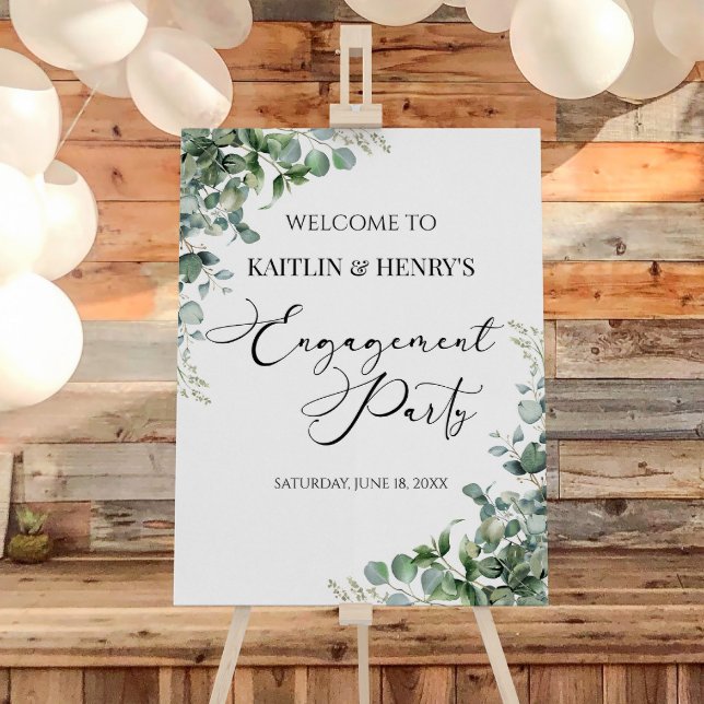 Green Eucalyptus Engagement Party Welcome Sign (Creator Uploaded)