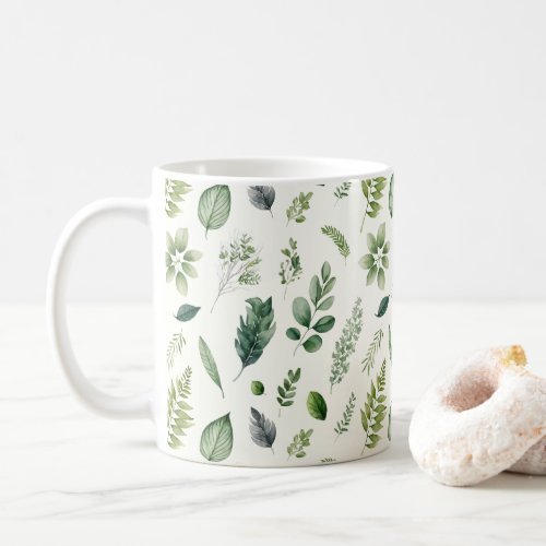 Green Eucalyptus Fern Botanical Watercolor Coffee Mug