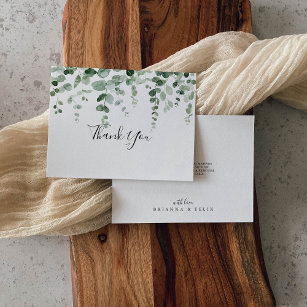 Green Eucalyptus Flat Wedding Thank You Card