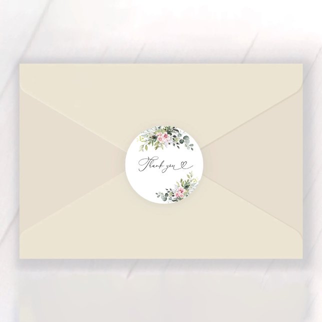 Green Eucalyptus Floral Bridal Shower Classic Round Sticker (Creator Uploaded)