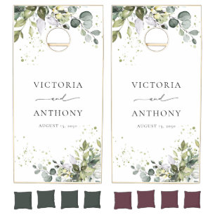 Green Eucalyptus Floral Bridal Shower Cornhole Set