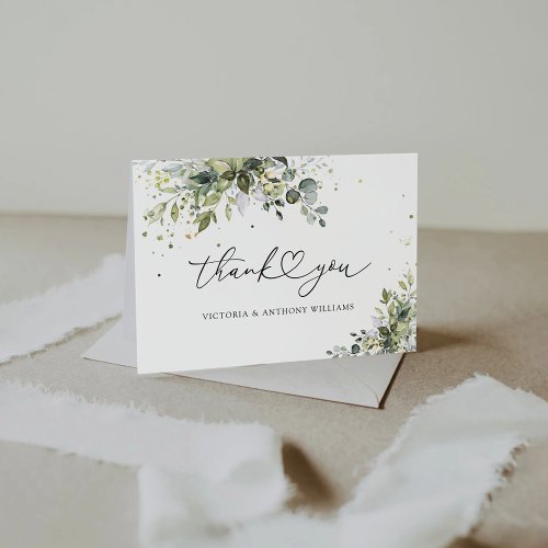 Green Eucalyptus Floral Bridal Shower Flat Thank You Card