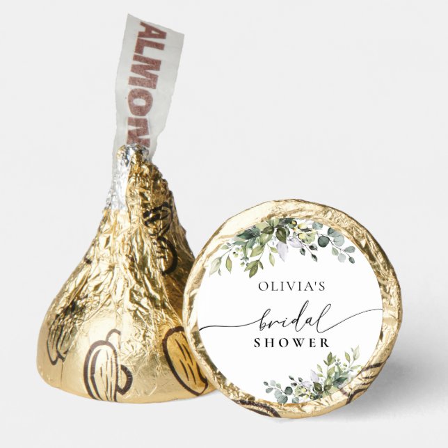 Green Eucalyptus Floral Bridal Shower Hershey®'s Kisses® (Front)