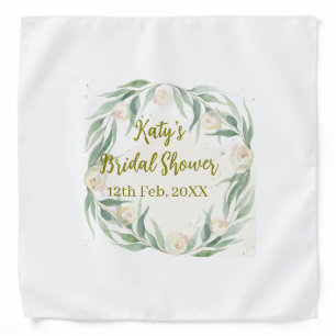 Green eucalyptus floral bridal shower name date go bandana