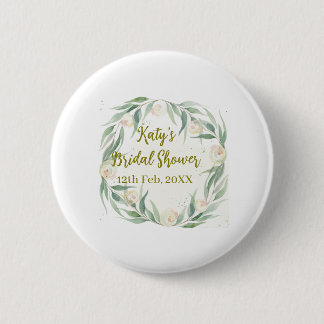 Green eucalyptus floral bridal shower name date go button