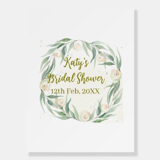 Green eucalyptus floral bridal shower name date go foam board