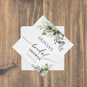 Green Eucalyptus Floral Bridal Shower Napkins
