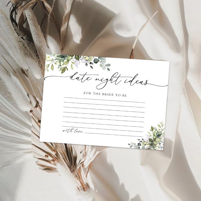 Green Eucalyptus Floral Date Night Ideas Card (Creator Uploaded)