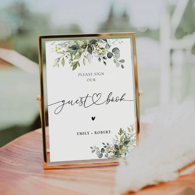 Green Eucalyptus Floral Guest Book Sign (Creator Uploaded)
