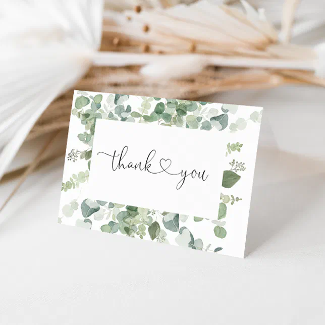 Green Eucalyptus Folded Wedding Thank You Card | Zazzle