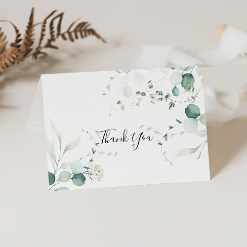 Green Eucalyptus Folded Wedding Thank You Card