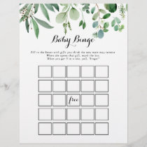 Green Eucalyptus Foliage Baby Bingo Shower Game